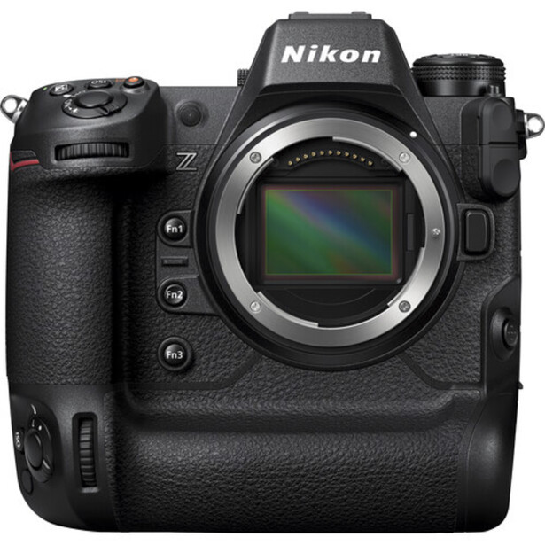 Nikon Z9 mirrorless camera body front view with lens mount visible.
