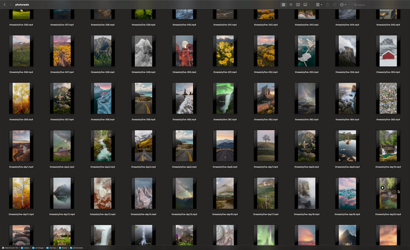 Screenshot of a photo management application displaying a grid of landscape and nature photographs.