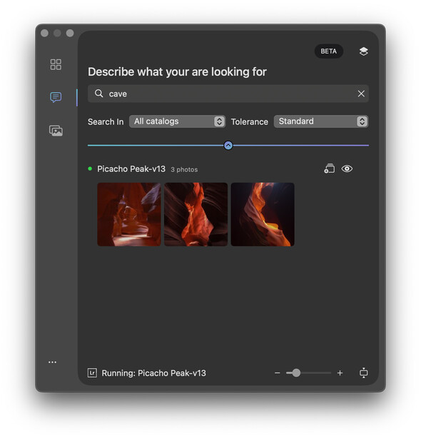 Screenshot of AI image generation interface displaying fire-themed visual results from a search prompt.