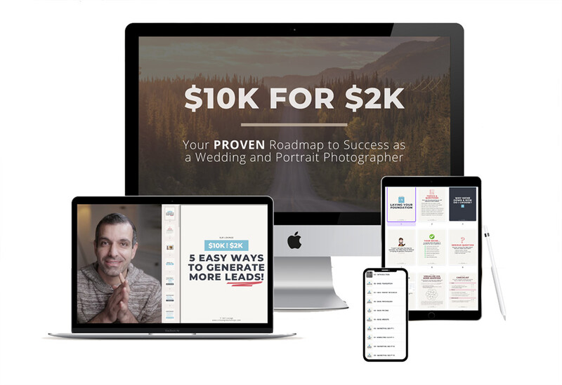 Screenshot of a digital marketing course for photographers displayed across multiple devices.