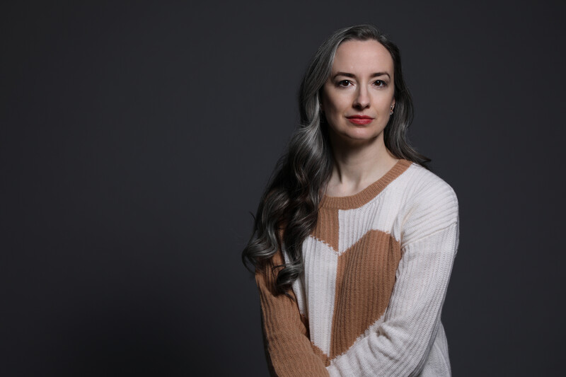 Portrait with a 24" shoot through umbrella