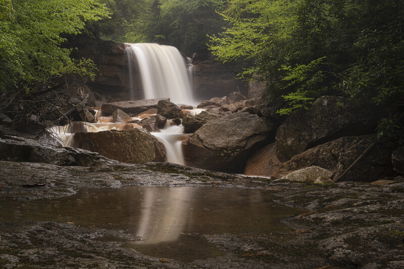 waterfall in the rain in west virginia