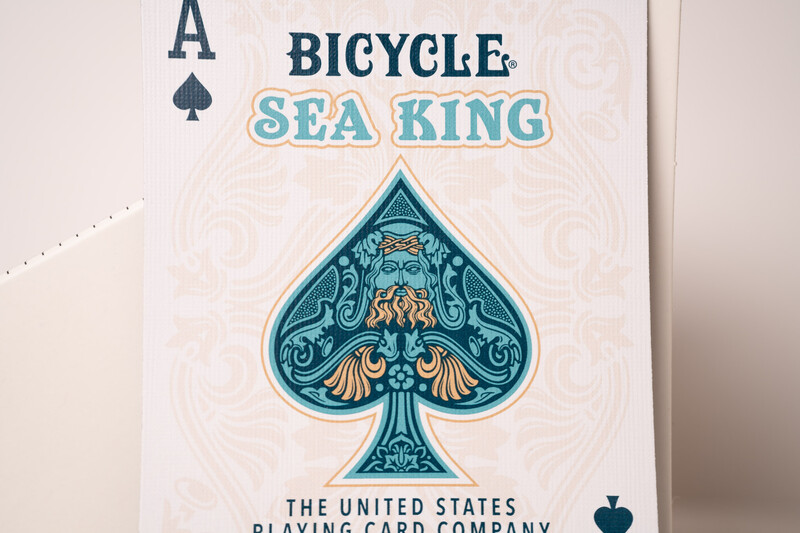 Ace of spades card from Bicycle Sea King playing deck featuring ornate spade symbol.