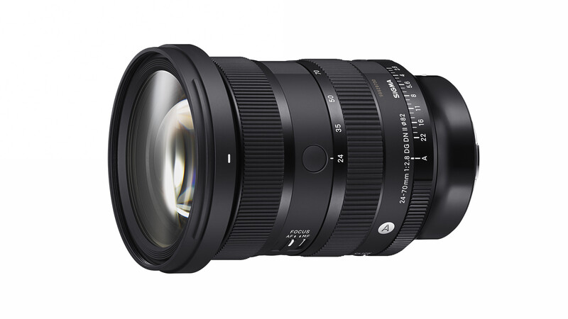 Sigma 24-70mm f/2.8 DG DN Art lens with focus ring and aperture markings visible.