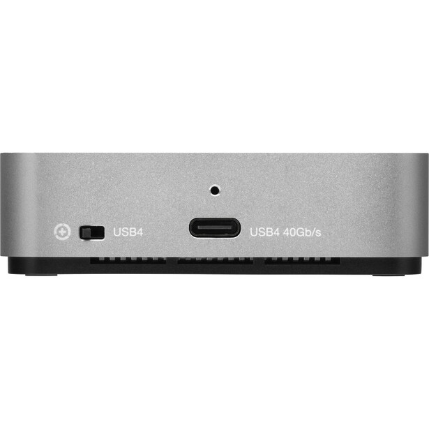 Back panel of a silver external device showing USB4 and USB4 40Gb/s ports.
