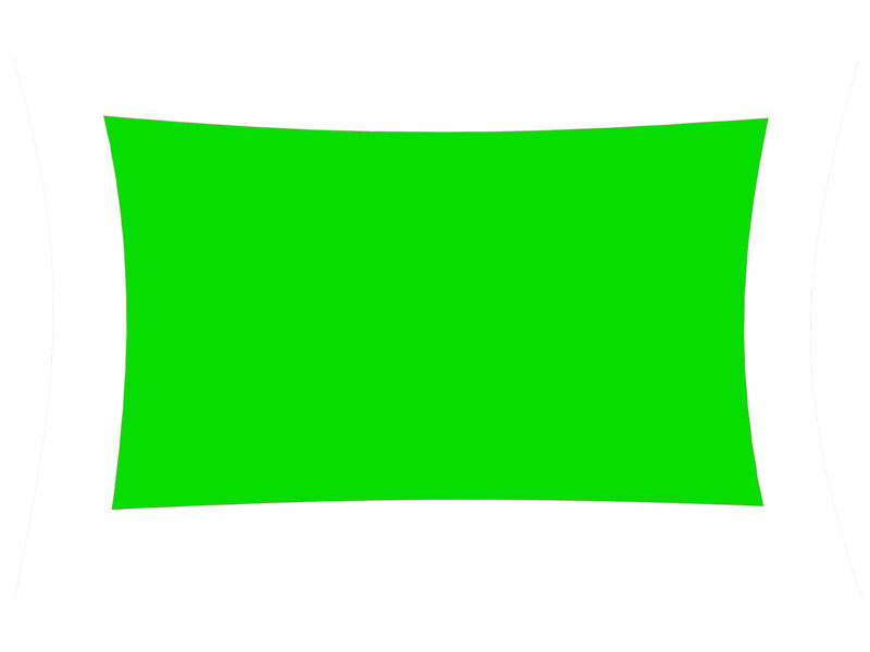 Graphic illustration of a bright green rectangular shape with inward-curved sides