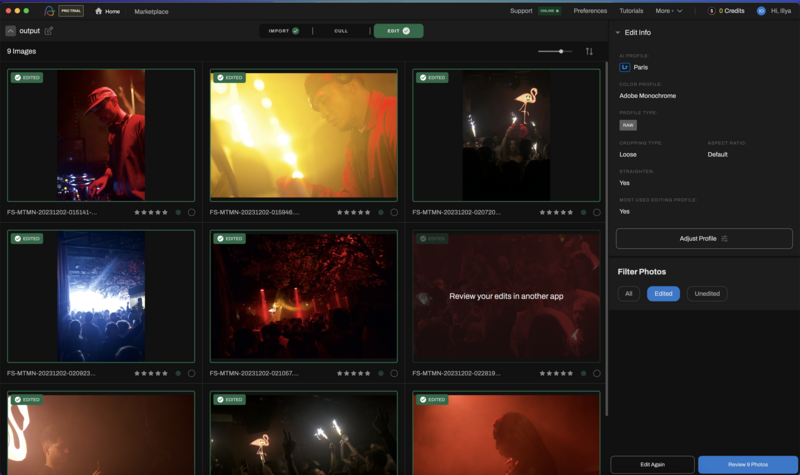 Screenshot of Fstoppers photo gallery interface displaying grid of concert and live event photographs.
