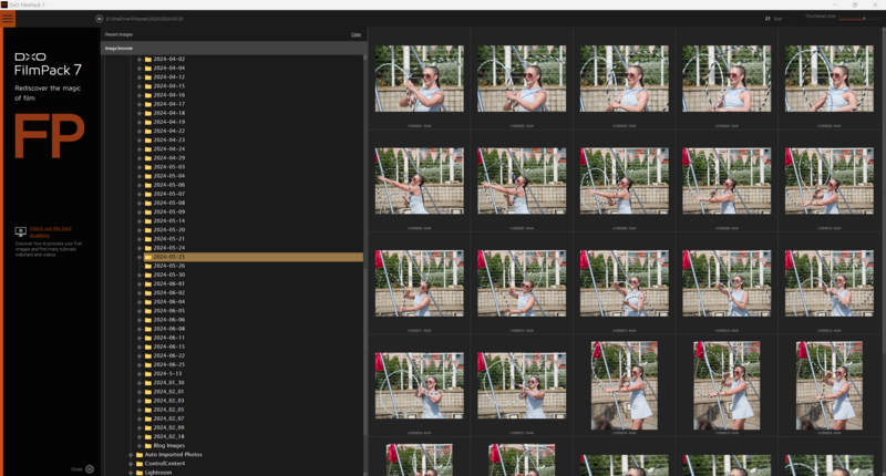 Screenshot of photo management software displaying contact sheet of sequential images from a photo shoot.