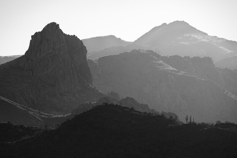 Black and white in superstition mountains arizona