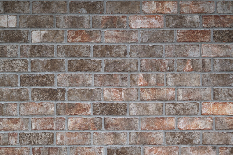 Weathered brick wall with varied earth tones and visible mortar joints throughout.