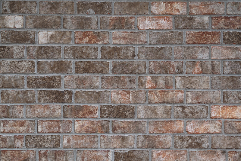 Close-up of weathered brick wall with varied earth tones and aged mortar joints.