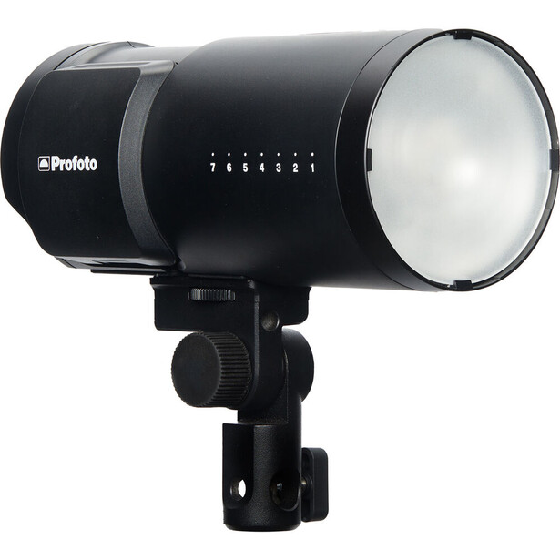 Profoto B10 Plus monolight with reflector mounted on stand.