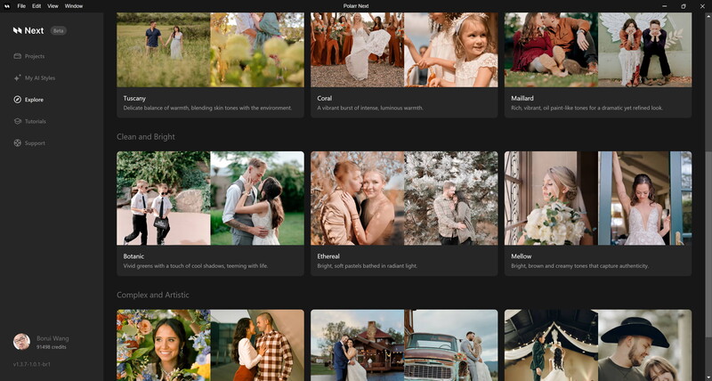 Screenshot of photography portfolio website displaying wedding and portrait photography collections organized by category.