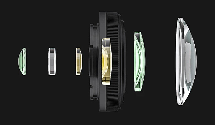 Diagram showing the internal optical elements and lens structure of a camera lens.