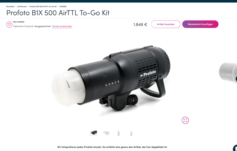 Profoto B1X 500 AirTTL monolight with diffuser dome attached, shown against white background.