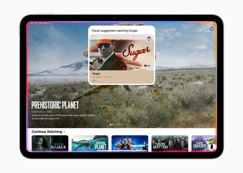 Screenshot of a streaming service interface displaying a desert landscape with a notification popup suggesting a show called Sugar.