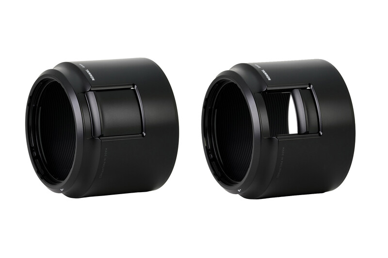 Two black cylindrical lens accessories shown side by side, one solid and one with an open window detail.