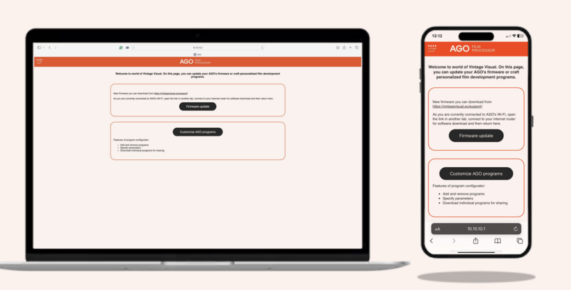 Screenshot showing AGO website responsive design on laptop and mobile devices.