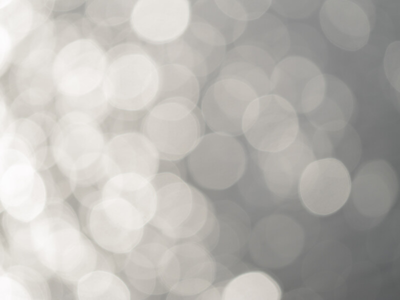 Soft-focus bokeh background with white and gray circular light orbs.