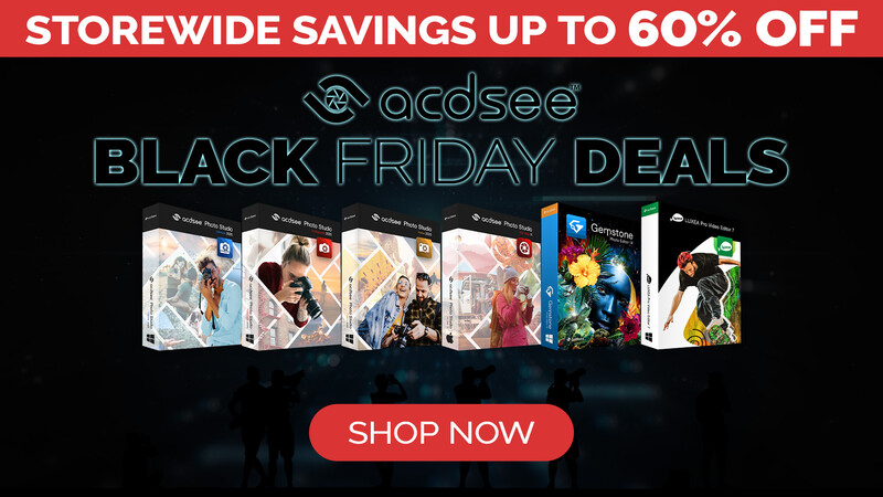 Graphic displaying storewide Black Friday sales promotion with product boxes and shop button.