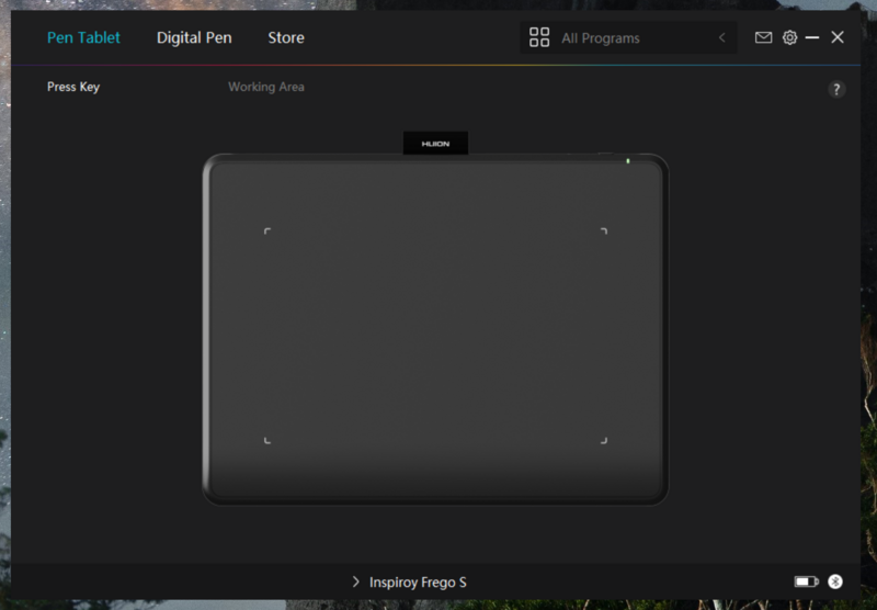 Screenshot of a pen tablet driver interface showing the working area configuration settings.