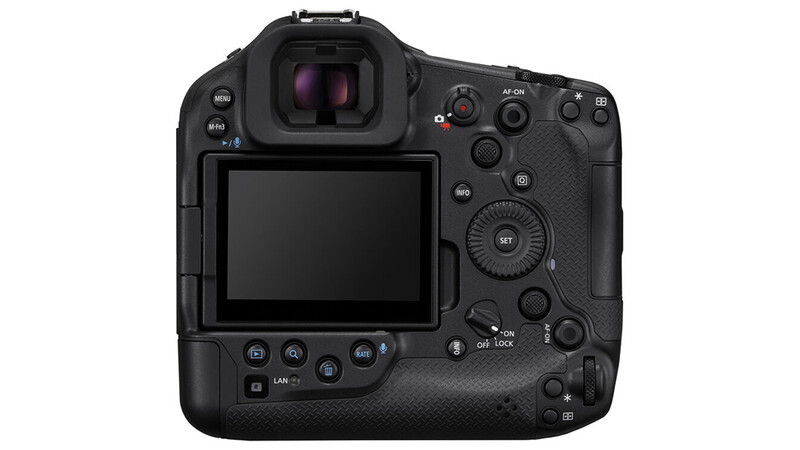 Rear view of a professional cinema camera showing LCD screen, control dials, and button layout.