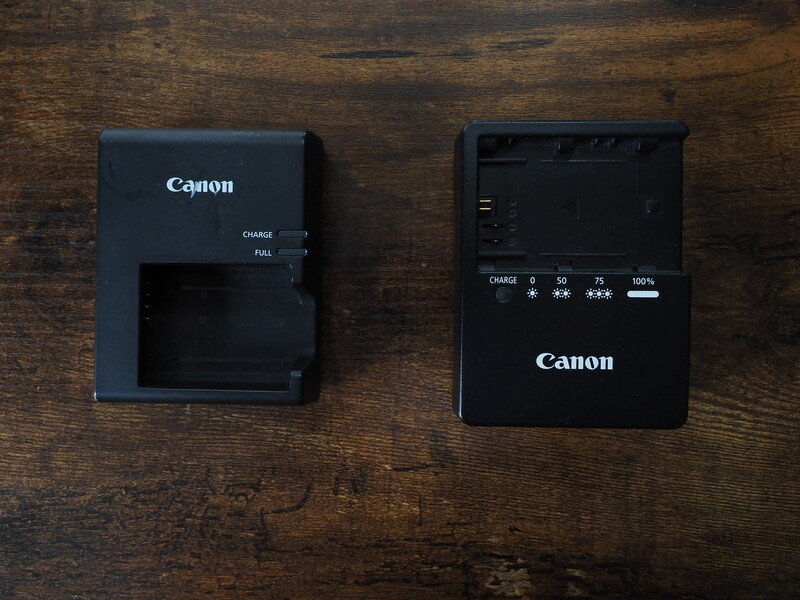 Two different Canon camera battery chargers