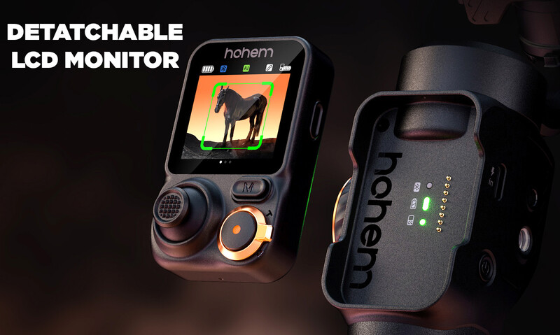 Detachable LCD monitor and wireless camera remote control with joystick and buttons.