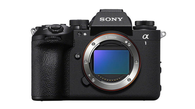 Sony α1 mirrorless camera body with sensor exposed, displayed against white background.