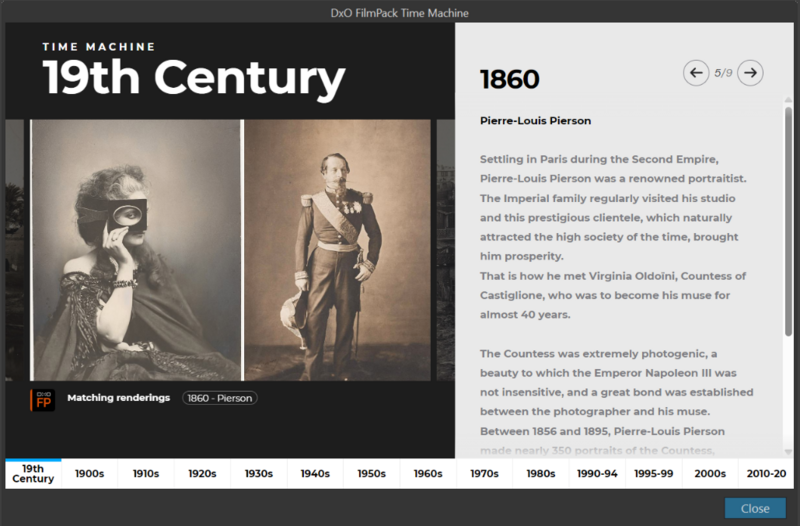 Screenshot of an interactive timeline interface displaying two portrait photographs from 1860 by a historical photographer.