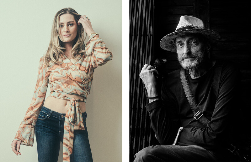 Side-by-side portrait comparison showing different photography styles and lighting techniques.