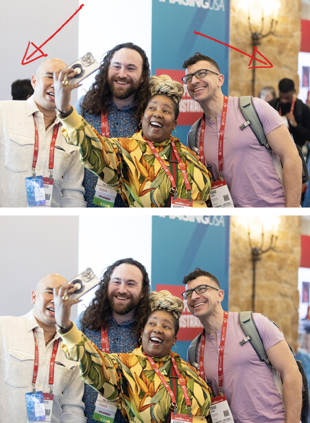 Three people posing together at an indoor event, holding up trophies and smiling at the camera.