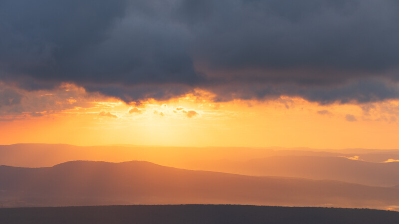 Sunrise in West Virginia with heavy clouds