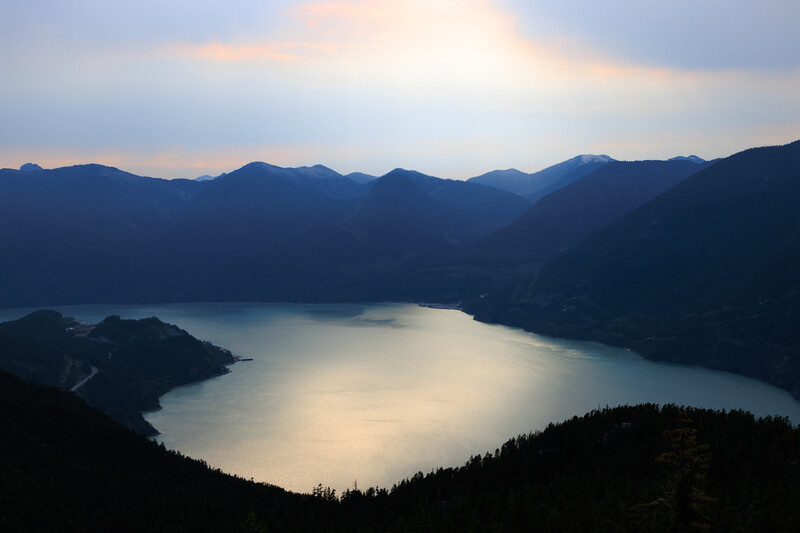 Howe Sound, BC and surrounding mountains seen from above