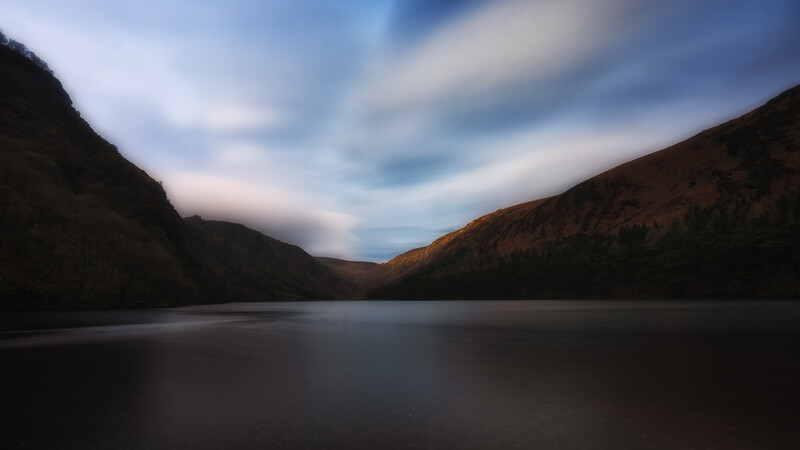 A long exposure image of Glendalough, Ireland