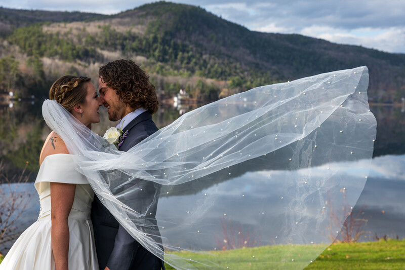 wedding couple embrace