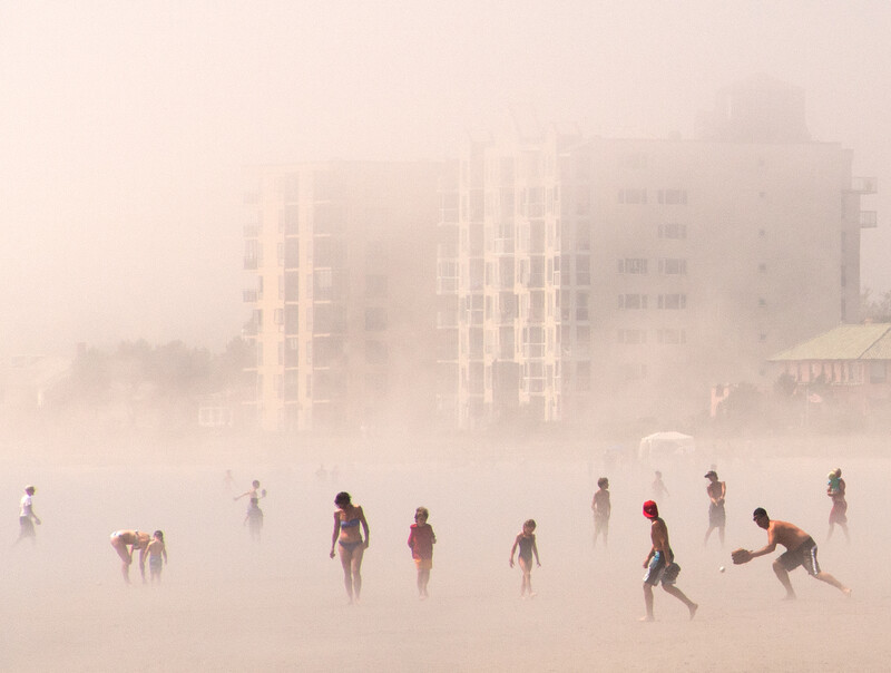 Misty beach scene, Maine