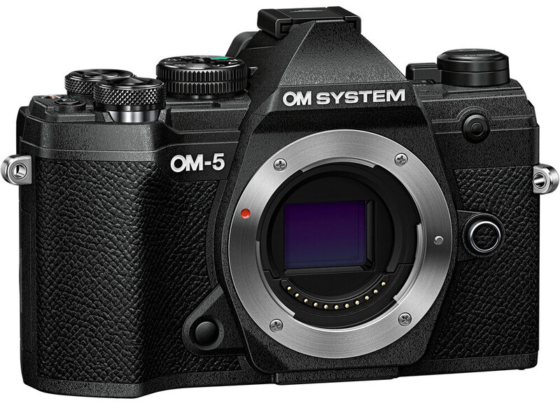 OM System OM-5 mirrorless camera body with exposed sensor and metal mount.