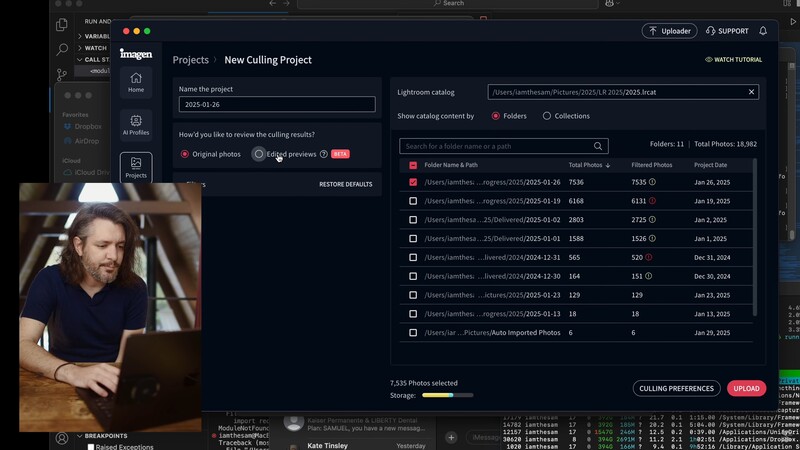 Screenshot of Capture One Pro's New Culling Project interface with image thumbnails and metadata panel.