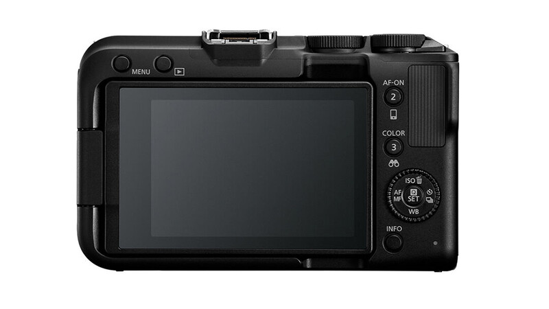Rear view of a compact digital camera with LCD screen and control dial.