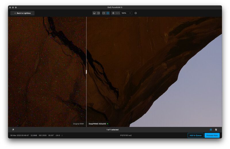 Screenshot of video editing software showing split-screen comparison of raw and color-graded footage.