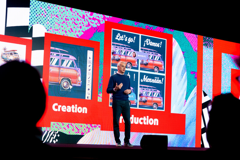 David Wadhwani onstage at Adobe MAX.