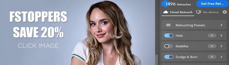 Screenshot of photo retouching software interface with skin retouching presets displayed.