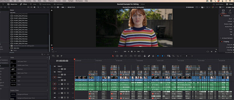 Screenshot of video editing software showing a portrait clip with color-graded timeline below.