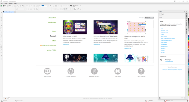 Screenshot of Canva's design template gallery showing tutorials, templates, and educational resources for graphic design.