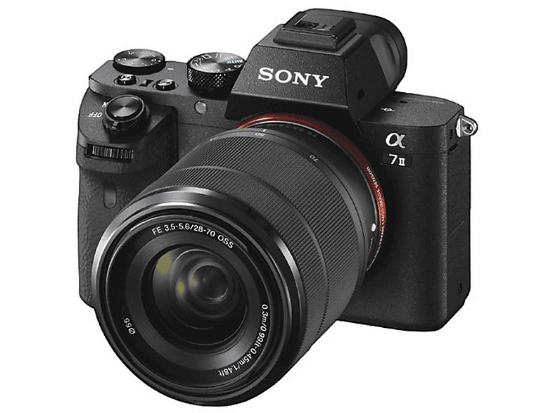 Sony α7 II mirrorless camera with attached 28-70mm lens against white background.