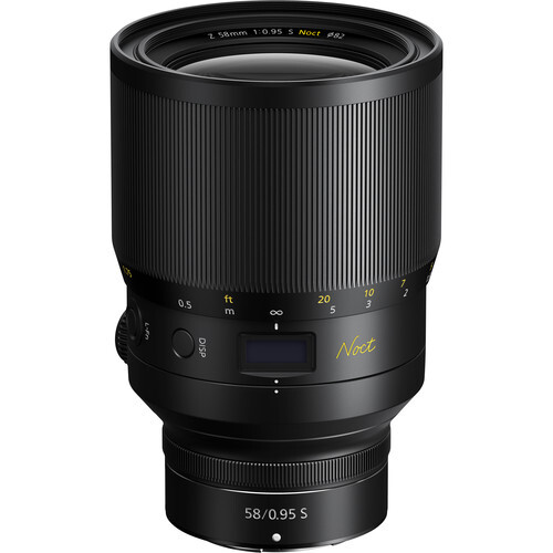 Nikon Z-mount telephoto lens with vertical ribbed barrel and focus ring against white background.