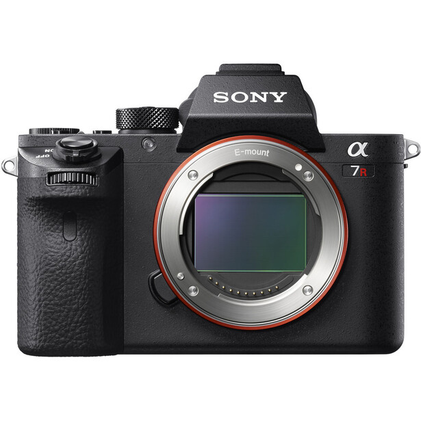 Sony α7 mirrorless camera body with exposed sensor and open mirror box.