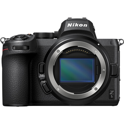 Nikon Z mirrorless camera body shown from front view with lens mount exposed.