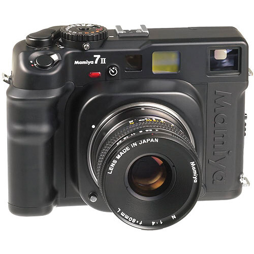 Mamiya 645 AF medium format camera with 80mm lens mounted, shown against white background.